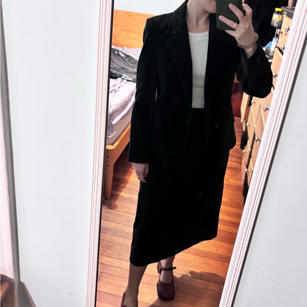 Vtg Black Velvet Suit Set